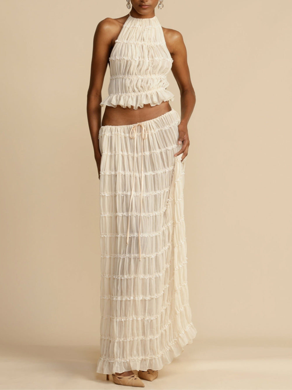 Pleated Skirt - Women's in white maxi