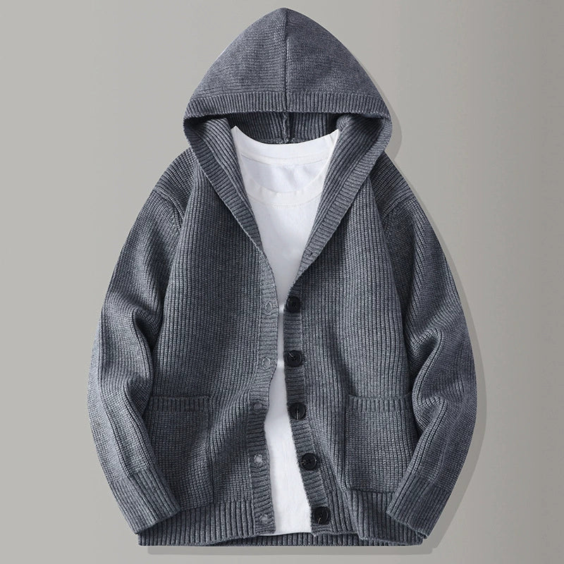 Stirling Hooded Knit Cardigan - Unisex in gray