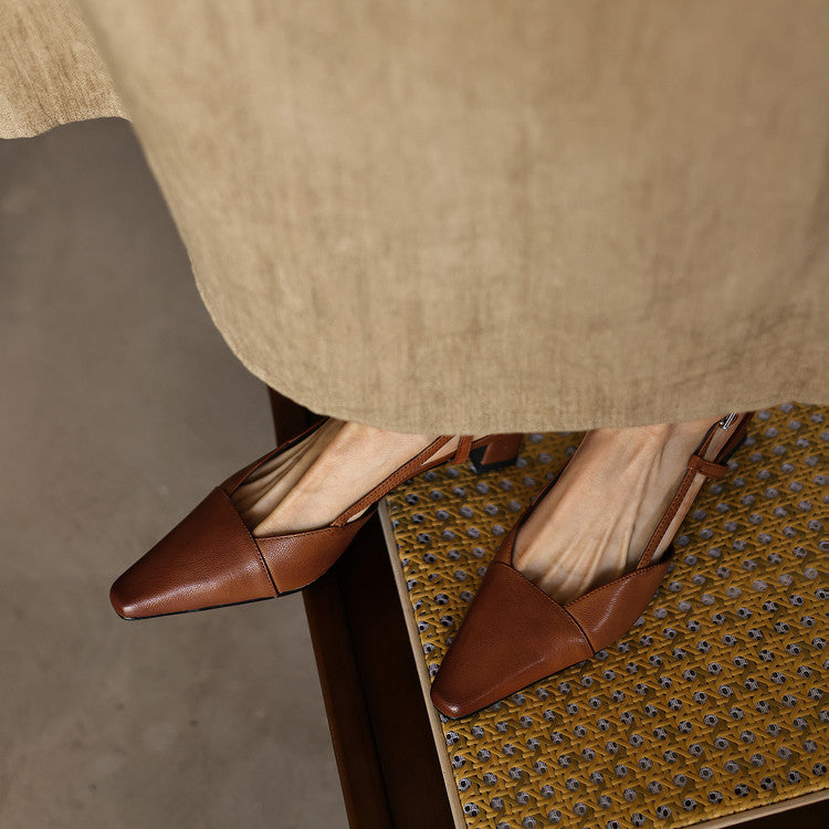Dante Leather Heels - Women's in bright camel