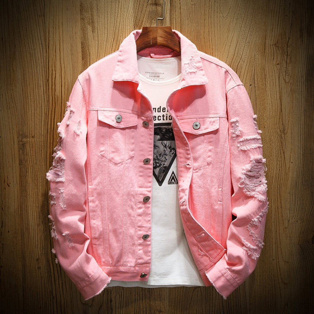 Bastian Ripped Jacket - Unisex in pink