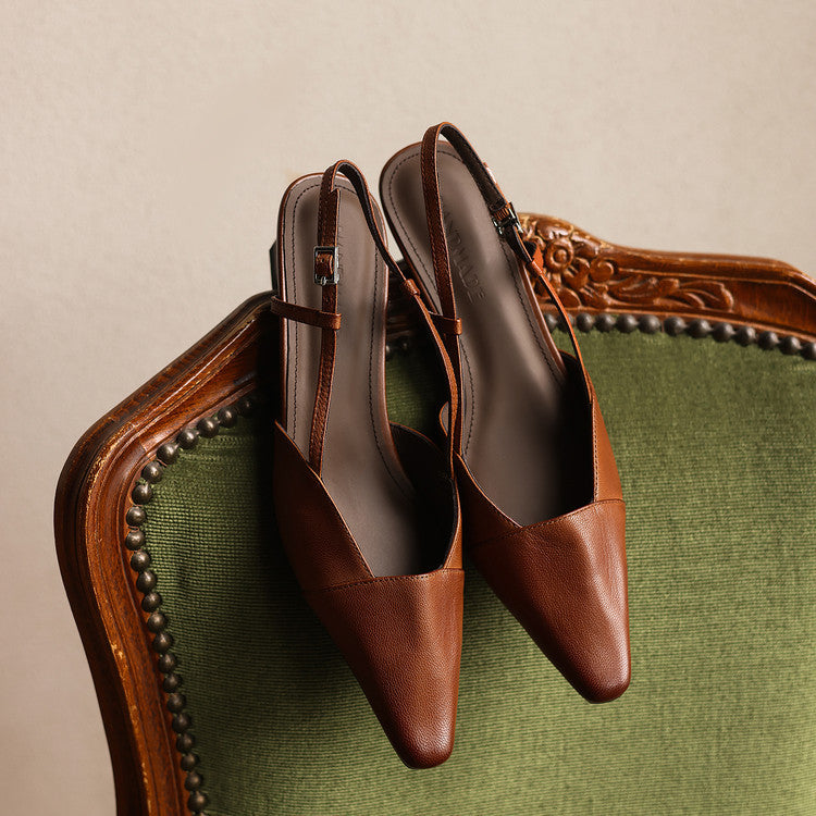 Dante Leather Heels - Women's in bright camel