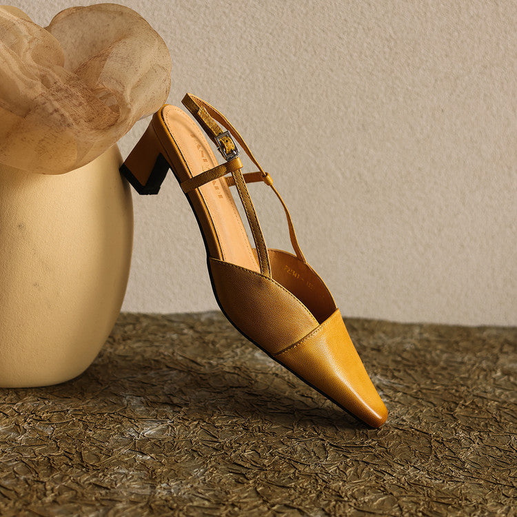 Dante Leather Heels - Women's in bright camel