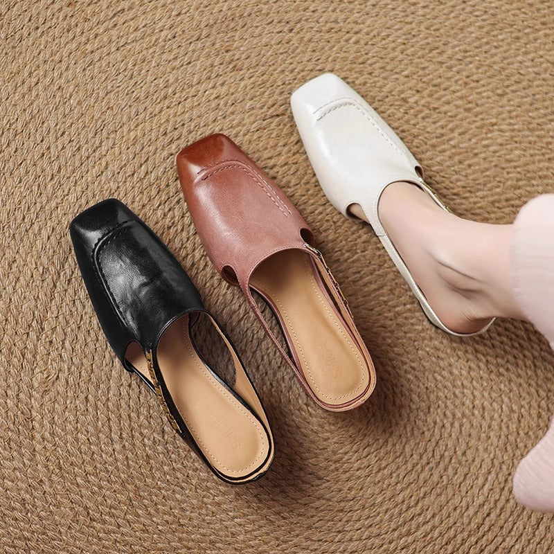 Hattie Leather Mules - Women's in white