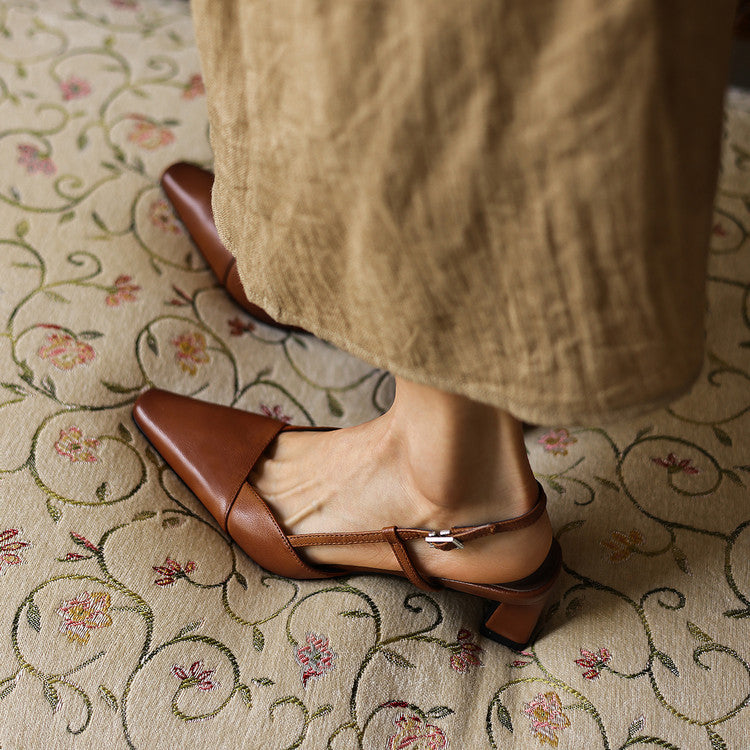 Dante Leather Heels - Women's in bright camel