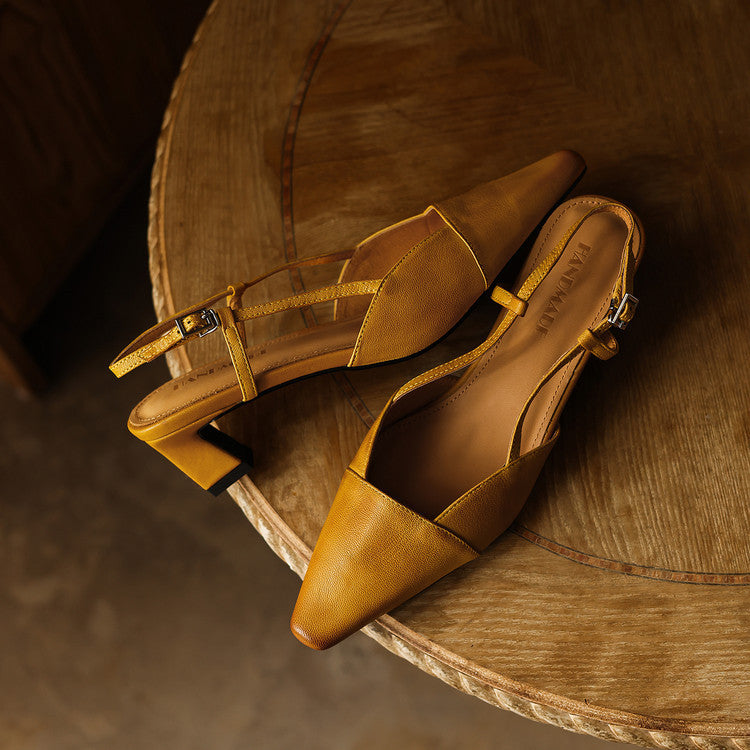 Dante Leather Heels - Women's in bright camel