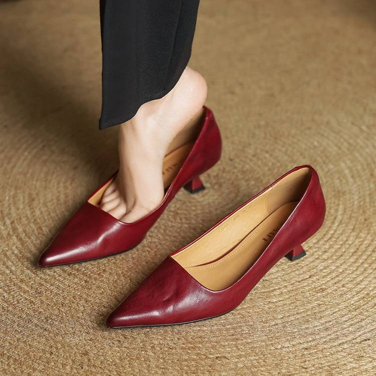 Noah Sculpted Leather Heels - Women's in camel