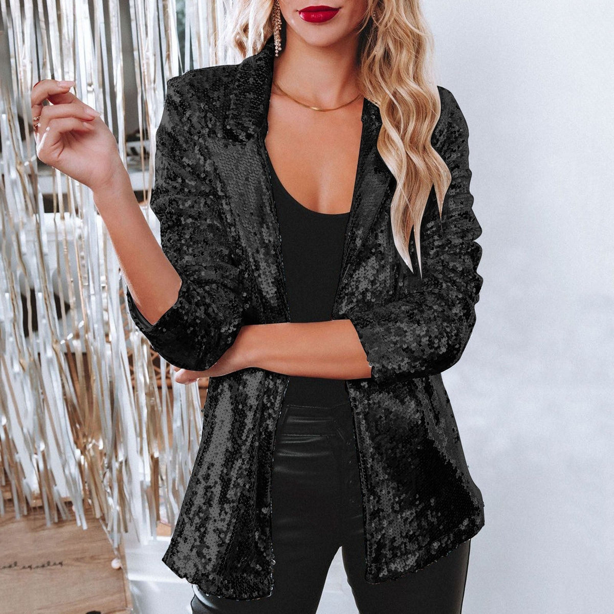 Maeve Sequined Blazer - Unisex in rose gold