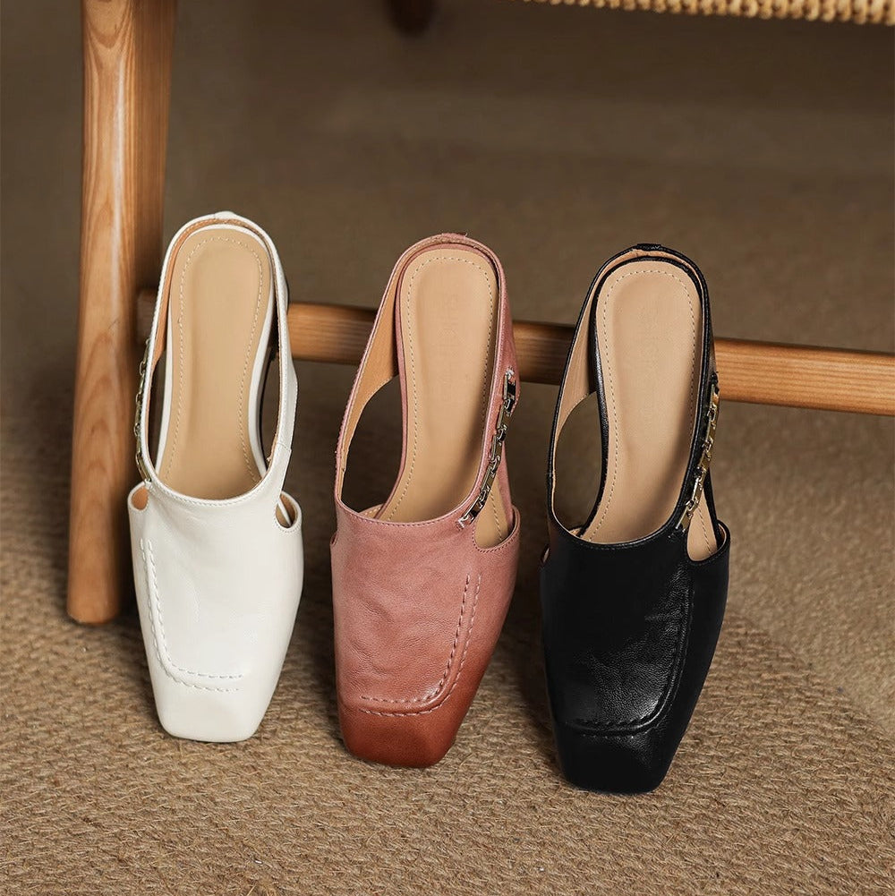 Hattie Leather Mules - Women's in white
