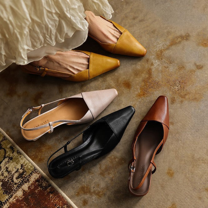 Dante Leather Heels - Women's in bright camel