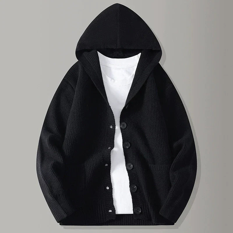 Stirling Hooded Knit Cardigan - Unisex in gray