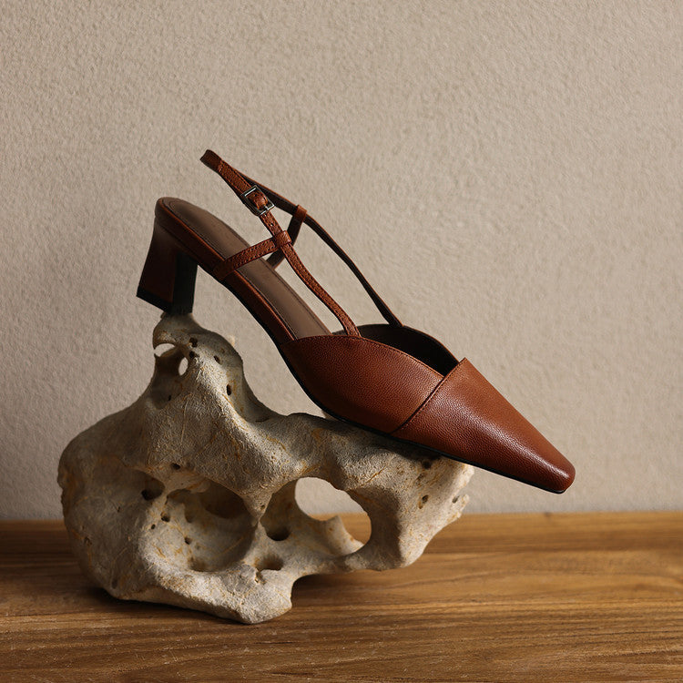 Dante Leather Heels - Women's in bright camel