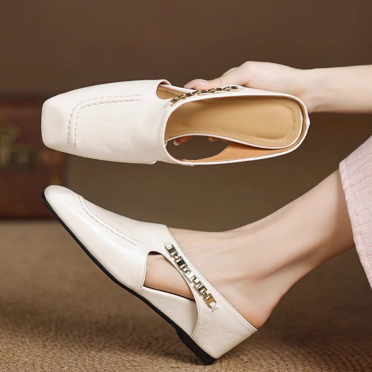 Hattie Leather Mules - Women's in pink