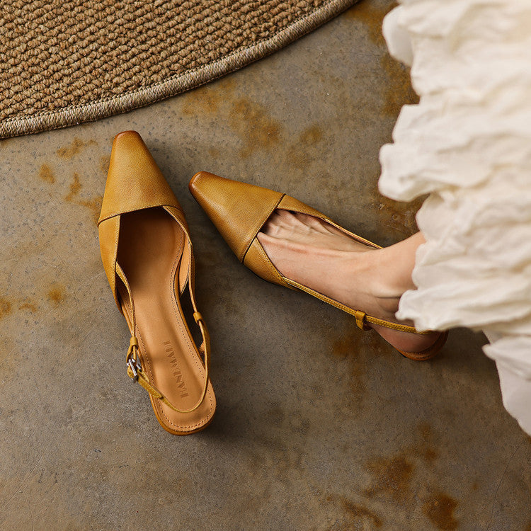 Dante Leather Heels - Women's in bright camel