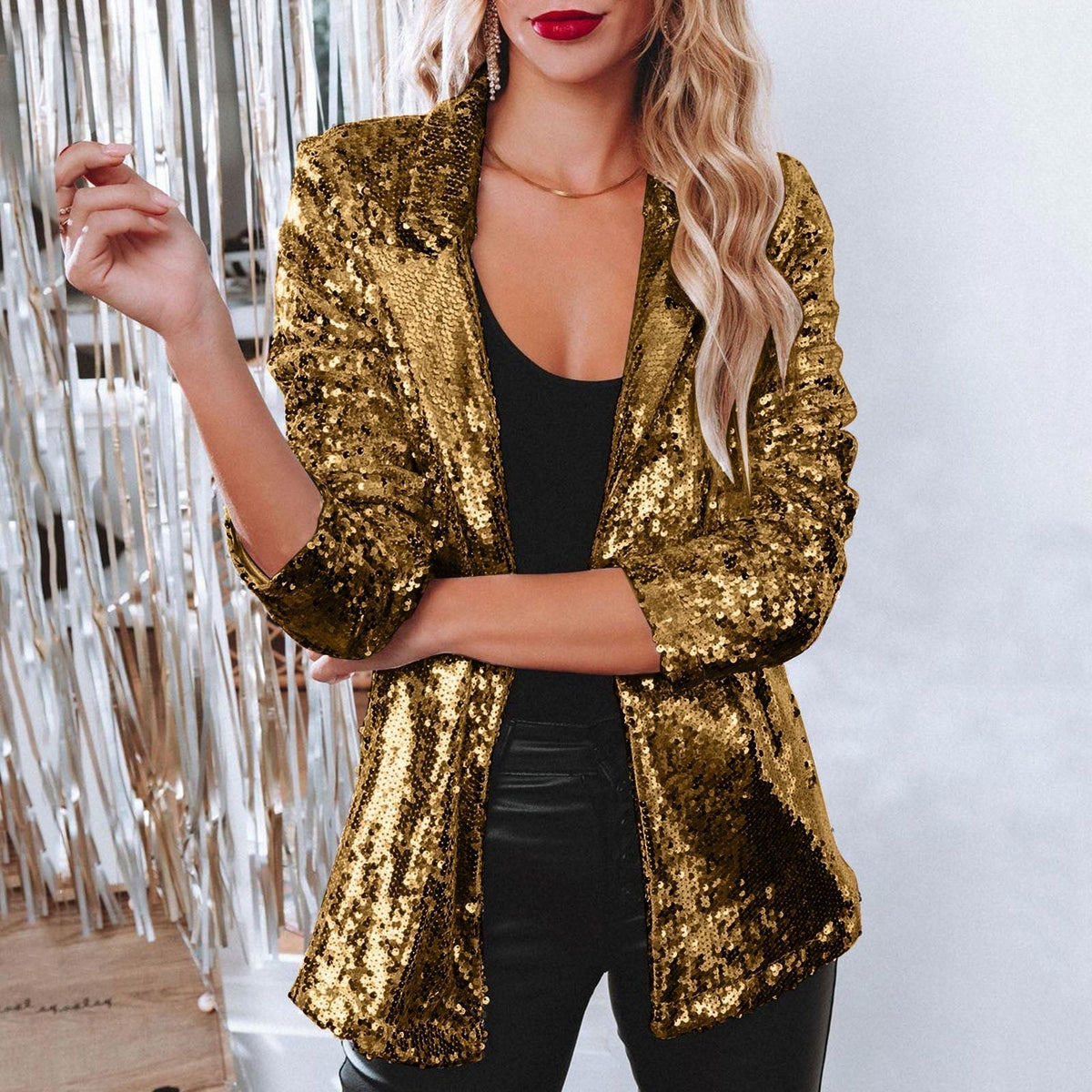 Maeve Sequined Blazer - Unisex in rose gold