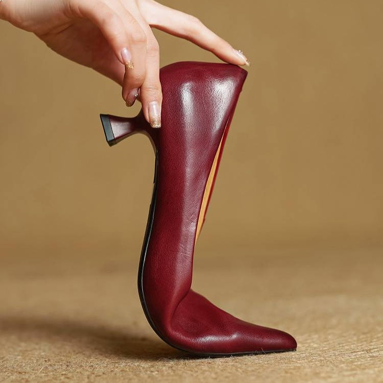 Noah Sculpted Leather Heels - Women's in camel