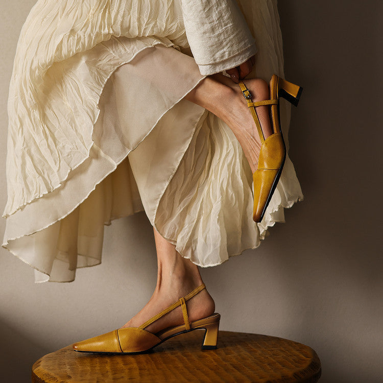 Dante Leather Heels - Women's in bright camel