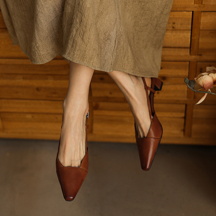 Dante Leather Heels - Women's in bright camel