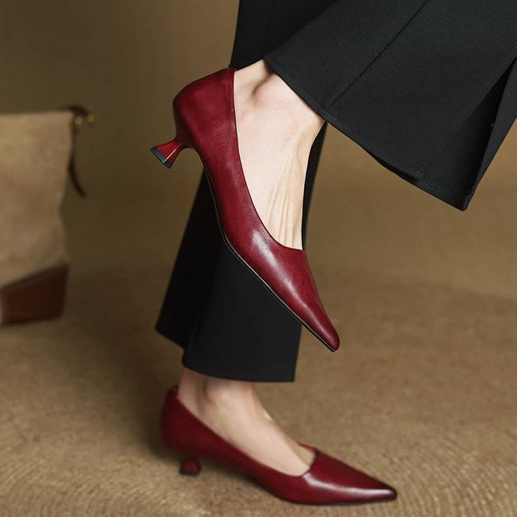Noah Sculpted Leather Heels - Women's in camel