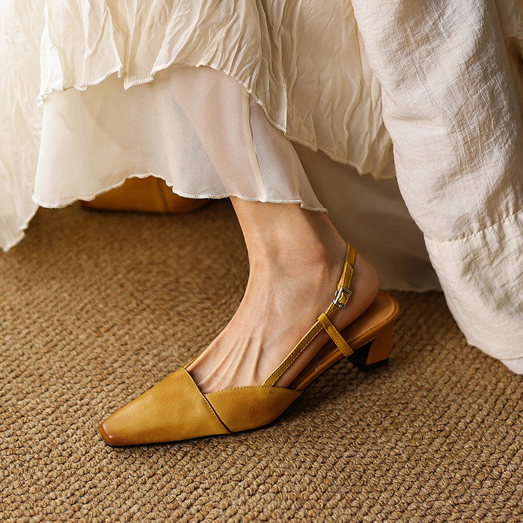 Dante Leather Heels - Women's in bright camel