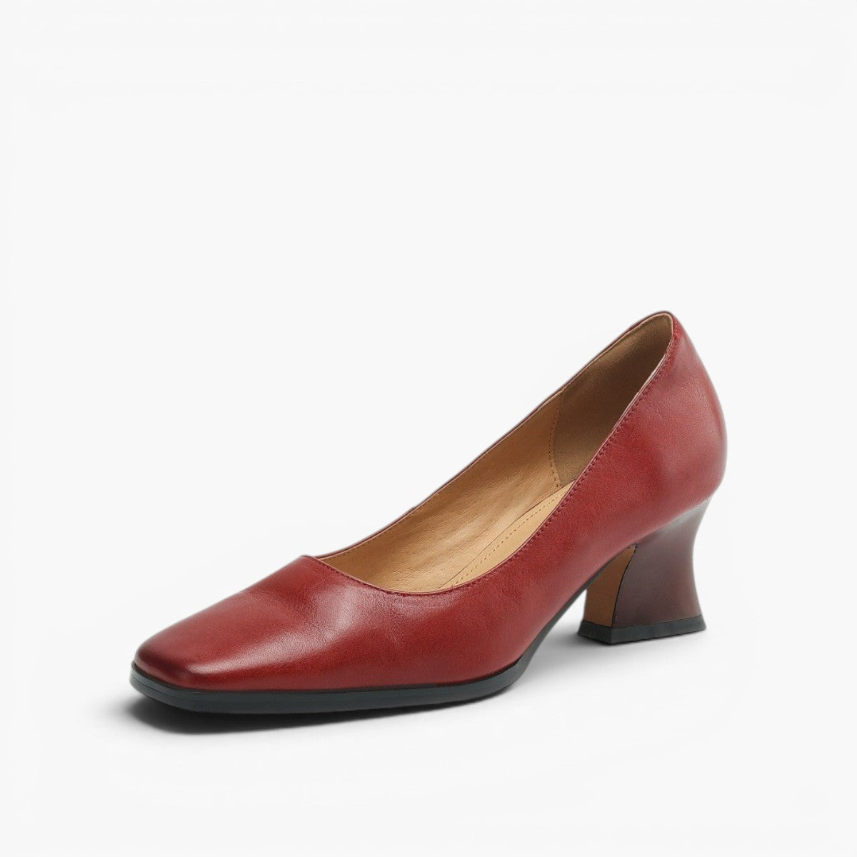Theo Square-Toe Leather Pumps - Women's in red