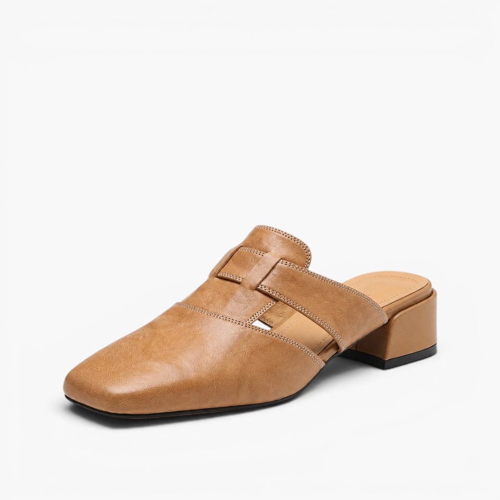 Lawson Square-Toe Leather Mules - Women's in beige
