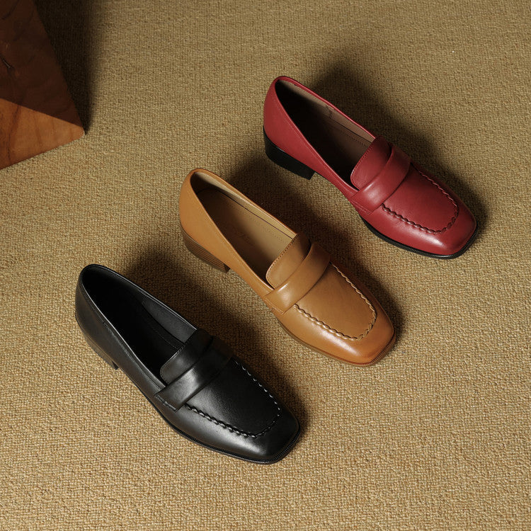 Elsie Square-Toe Leather Loafers - Women's