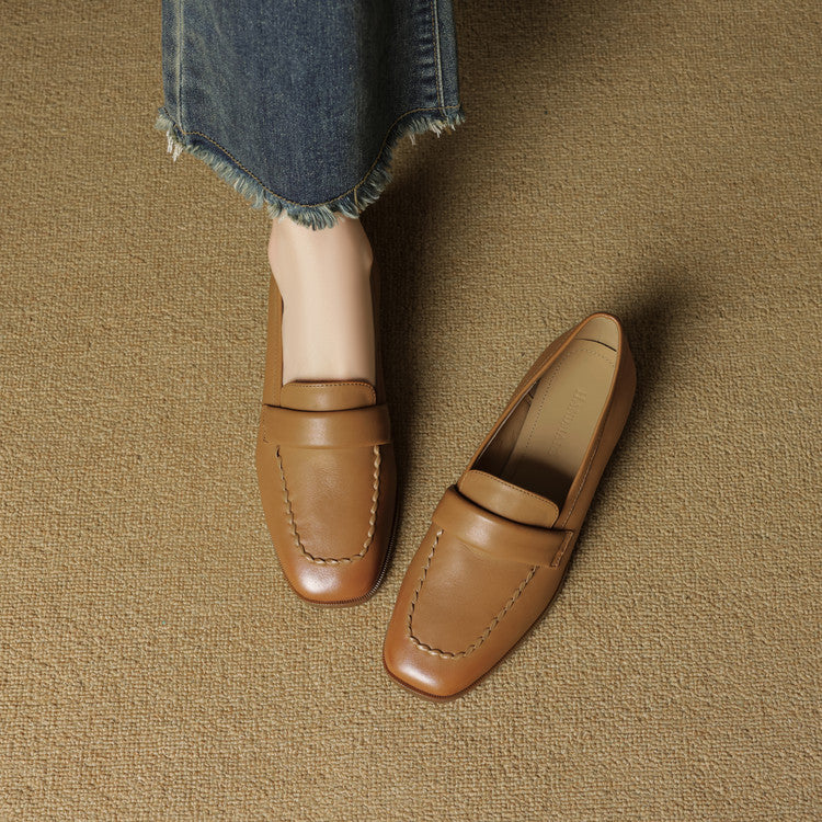 Elsie Square-Toe Leather Loafers - Women's