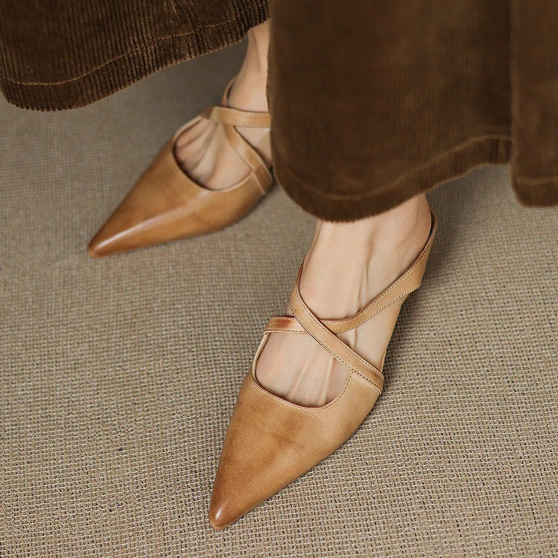 Goldie Leather Mules - Women's in red