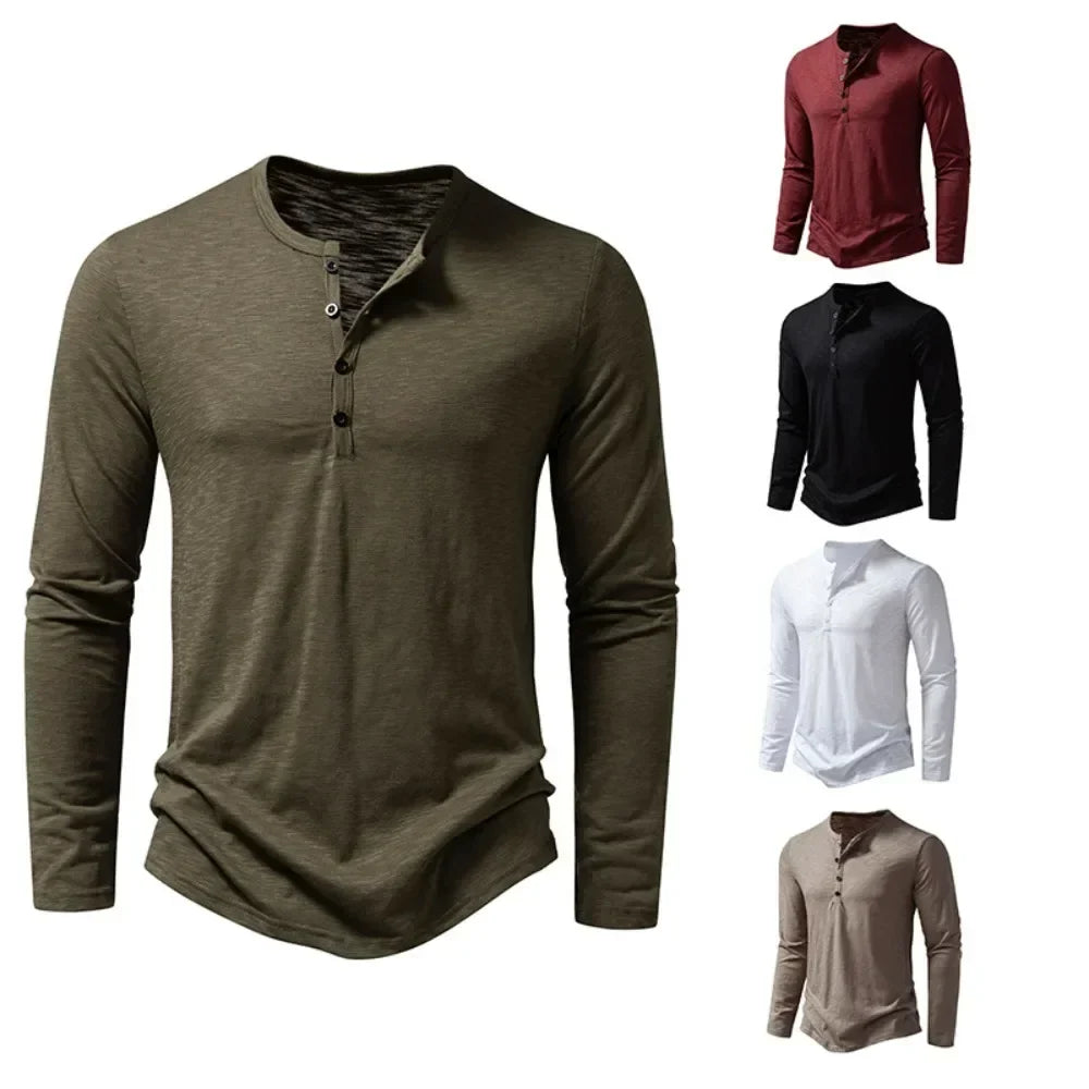 Hayden Cotton Henley Shirt - Men's in beige