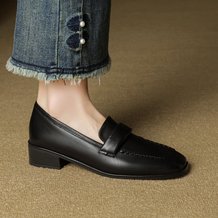 Elsie Square-Toe Leather Loafers - Women's in brown