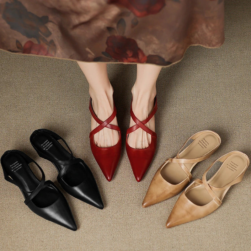 Goldie Leather Mules - Women's in apricot
