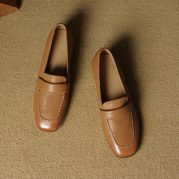 Elsie Square-Toe Leather Loafers - Women's