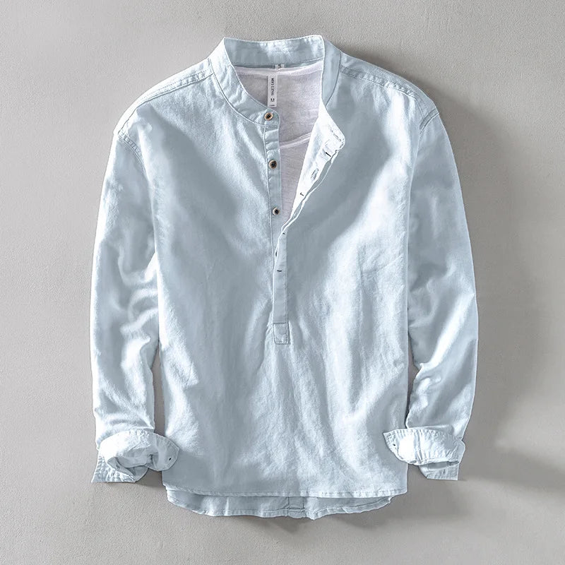 Caleb Linen Shirt - Unisex in blue