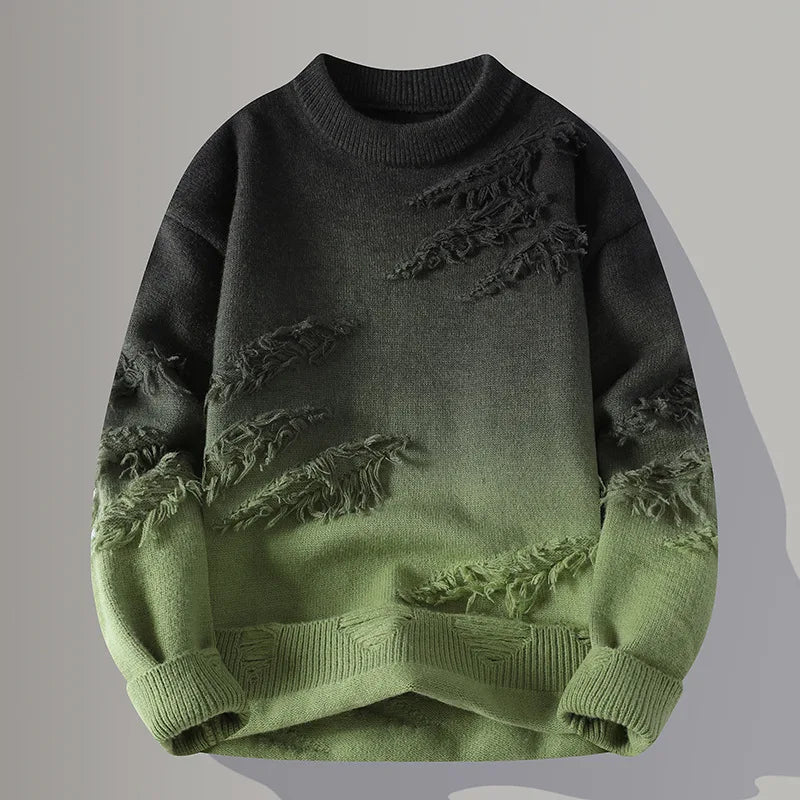 Pemberton Gradient Knit Sweater - Unisex in black and green