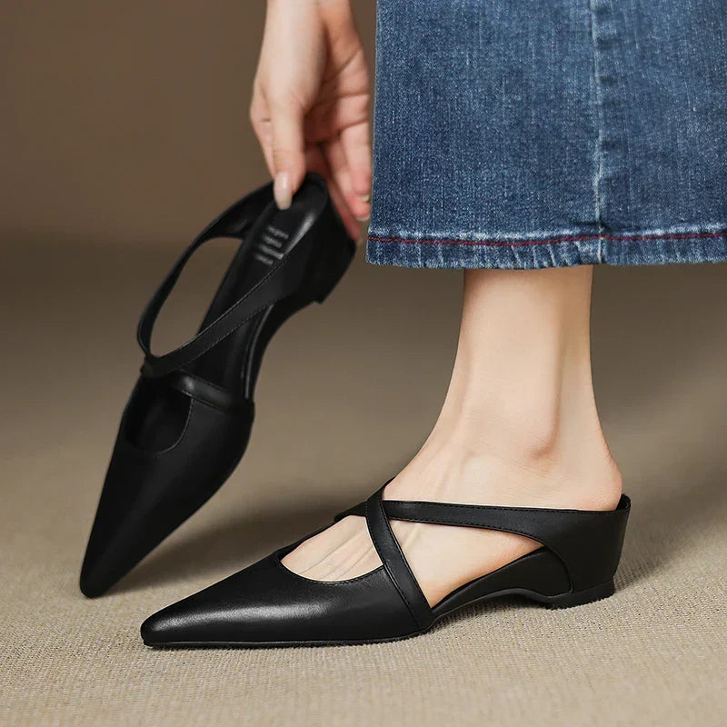 Goldie Leather Mules - Women's in red