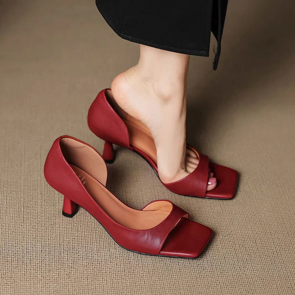 Cillian Leather Heels - Women's in red
