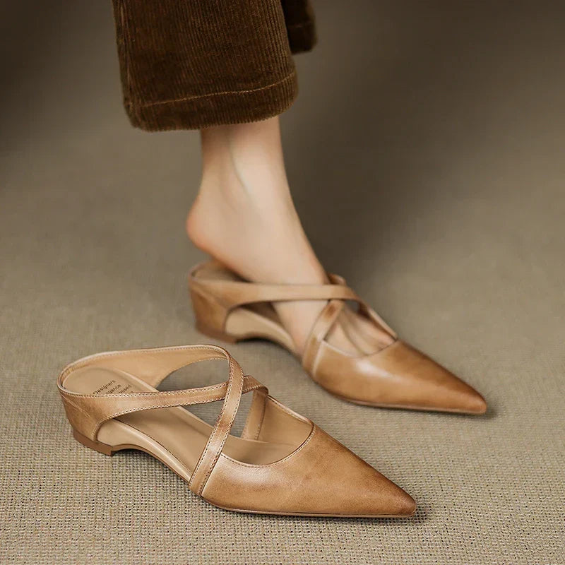 Goldie Leather Mules - Women's in red