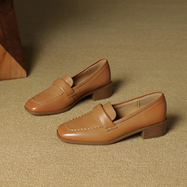 Elsie Square-Toe Leather Loafers - Women's in red