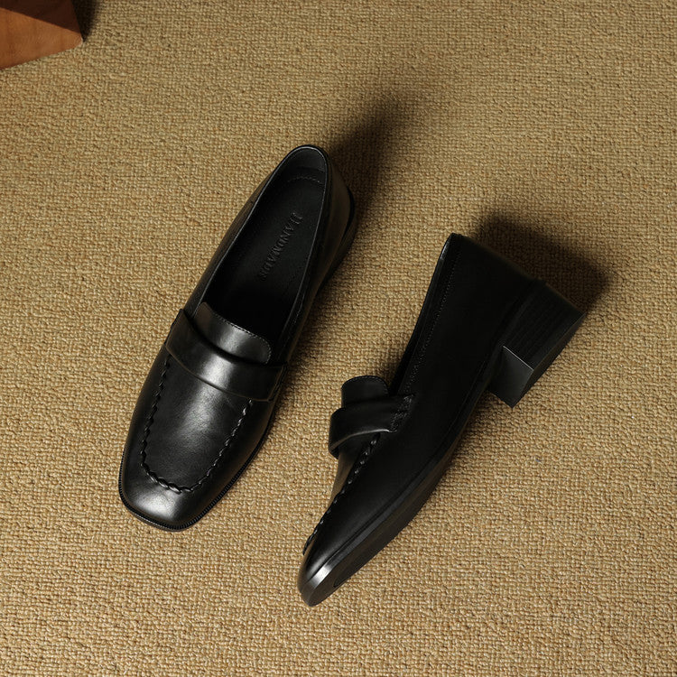 Elsie Square-Toe Leather Loafers - Women's in brown