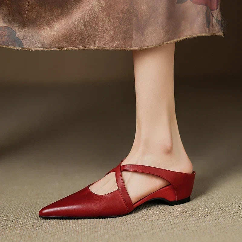 Goldie Leather Mules - Women's in red