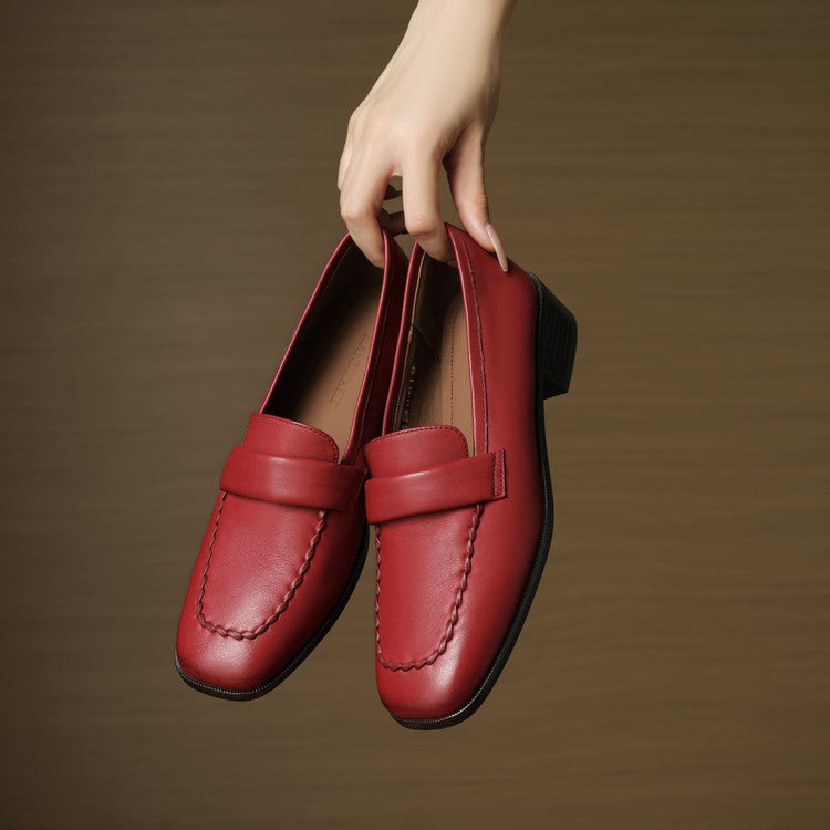 Elsie Square-Toe Leather Loafers - Women's in red