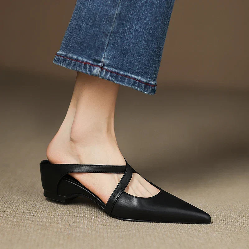 Goldie Leather Mules - Women's in red