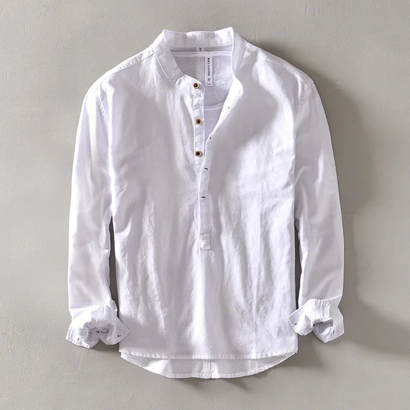 Caleb Linen Shirt - Unisex in blue