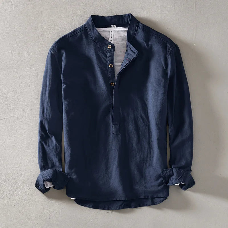Caleb Linen Shirt - Unisex in blue