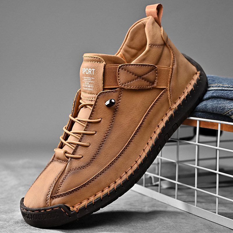 Calder Handmade Leather Sneakers - Men's in olive