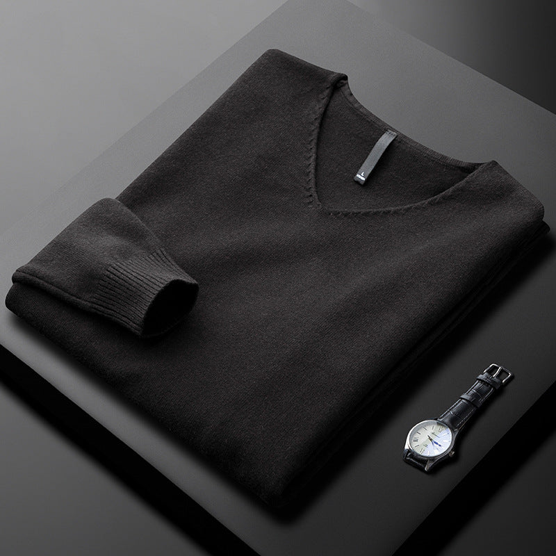 Huxford Cashmere V-Neck Sweater - Unisex in green