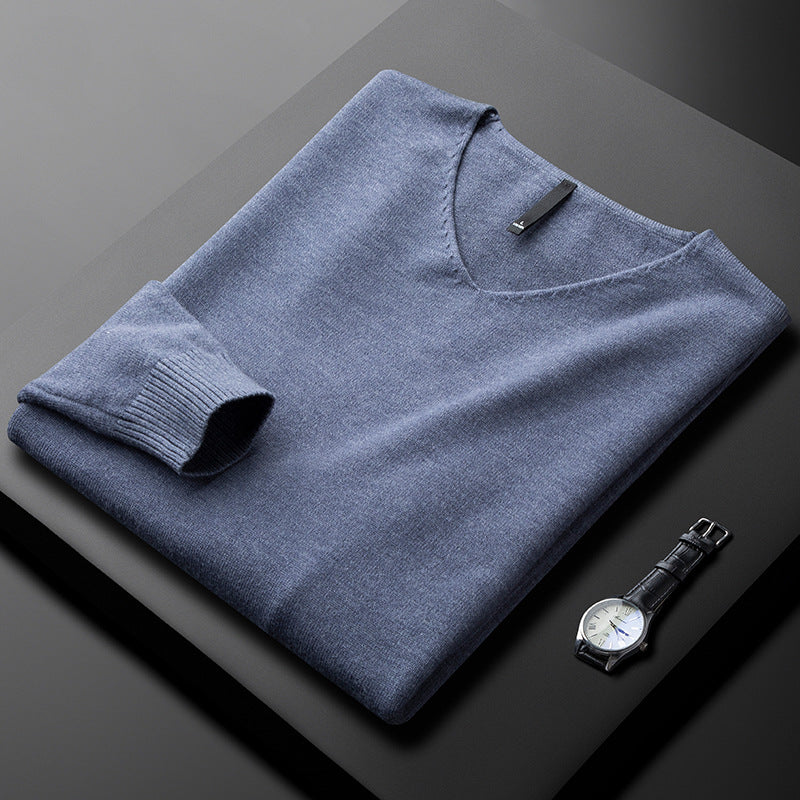 Huxford Cashmere V-Neck Sweater - Unisex in green