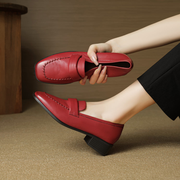 Elsie Square-Toe Leather Loafers - Women's