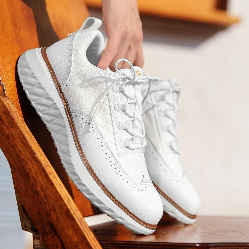 Drake Burnished Leather Sneakers - Men's in blue