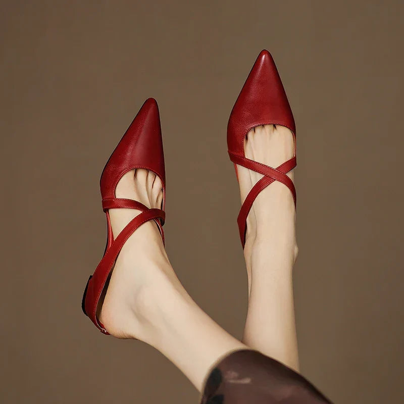 Goldie Leather Mules - Women's in red